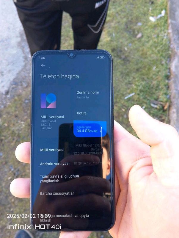 telefon RedmiA9 sotiladi narxi:800000 xolati ideal
